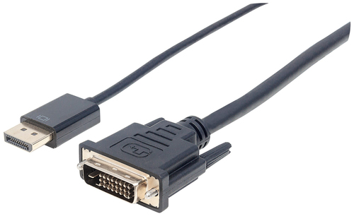 Manhattan DisplayPort 1.2a to DVI-D 24+1 Cable, 1080p@60Hz, 3m, Male to Male, Passive, Compatible with DVD-D, Black, Three Year Warranty, Equivalent to DP2DVIMM10.