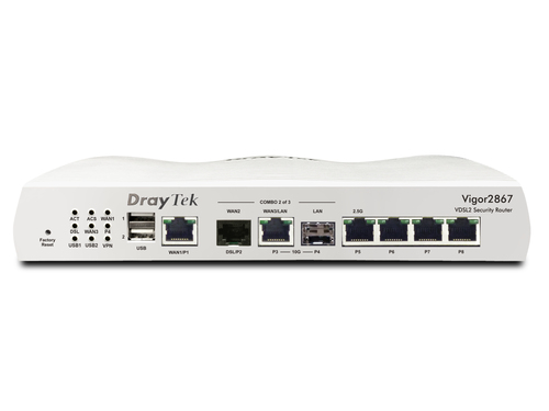 DrayTek Vigor 2867 wired router 10 Gigabit Ethernet, Gigabit Ethernet, 2.5 Gigabit Ethernet White