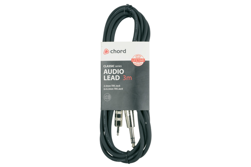 Chord Electronics 190.013UK audio cable 3 m 6.35mm TRS 3.5mm TRS Black
