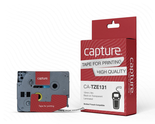 Capture CA-TZE131 label-making tape Black on transparent