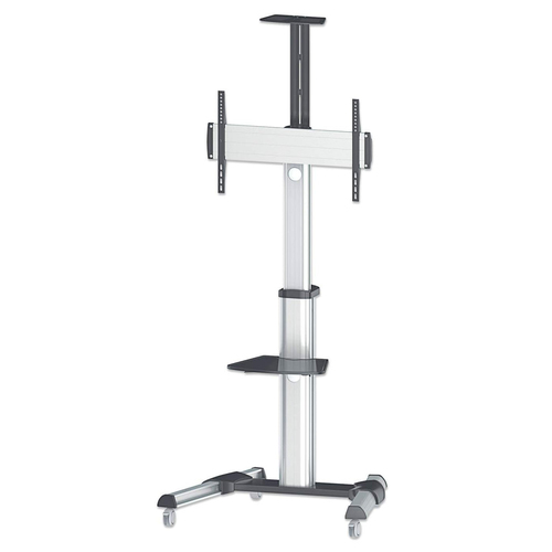 Manhattan Trolley Mount Stand for TV & Monitors, For screens 37" to 65", VESA compatibility: all between 200x200 to 600x400mm - check the dimensions of the four mounting holes on back of screen to ensure it fits, Max 50kg, Silver, LFD, Bracket, Lifetime Warranty