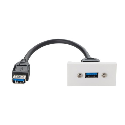 connektgear 0.2m AV Snap-In USB 3 Type A Module 25 x 50mm - Socket to Socket - White