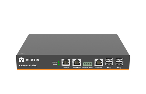 Vertiv Avocent 4-Port ACS800 Serial Console with analog modem, external AC/DC Power Brick - Jumper cord: Plug C14 to connector C13