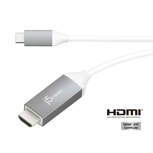 j5create JCC153G-N USB-C™ to 4K HDMI™ Cable, Grey, 1.5 m