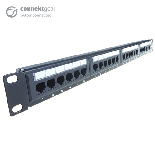 CONNEkT Gear 24 Port Patch Panel (CAT5e) IDC Punch Down 19 inch + Lacing Bar