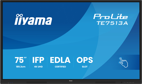 iiyama TE7513A-B3AG Signage Display Interactive flat panel 190.5 cm (75") LCD Wi-Fi 500 cd/m² 4K Ultra HD Black Touchscreen Built-in processor Android 24/7