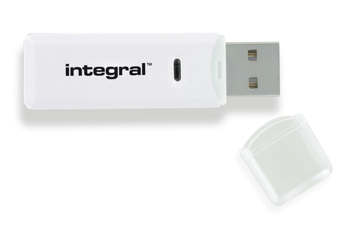 Integral USB2.0 CARDREADER DUAL SLOT SD MSD ETAIL card reader White