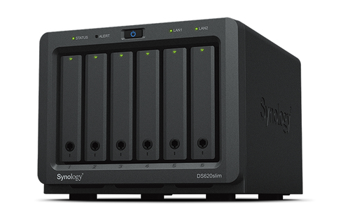 Synology DiskStation DS620SLIM NAS/storage server Desktop Intel® Celeron® J3355 2 GB DDR3L 0 TB DiskStation Manager Black