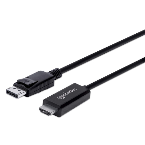 Manhattan DisplayPort 1.2 to HDMI Cable, 4K@60Hz, 3m, Male to Male, DP With Latch, Black, Not Bi-Directional, Three Year Warranty, Equivalent to 10F-DP-HDMI-4K60-HDR