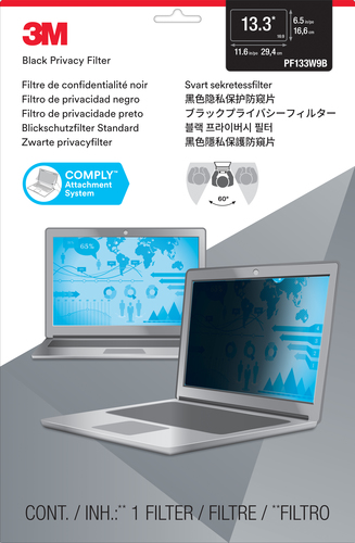 3M PF133W9B 33.8 cm (13.3") Laptop Frameless display privacy filter