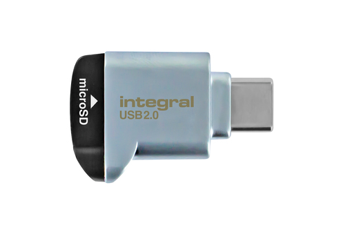 Integral USB2.0 CARDREADER TYPE C SINGLE SLOT MSD ETAIL card reader Black, Silver