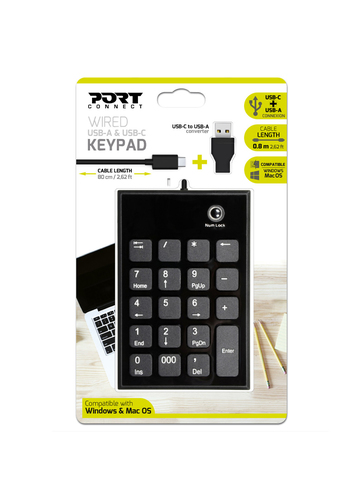 Port Designs 900801 numeric keypad Laptop USB Black, Grey