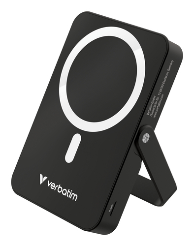 Verbatim Charge 'n' Go Magnetic Wireless Power Bank with stand - 10000 mAh Black