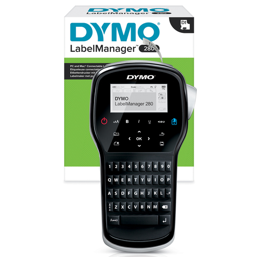 DYMO LabelManager 280 Label Maker | Rechargeable Handheld Label Printer with QWERTY Keyboard | Includes Black & White D1 Label Tape (12mm) | For Home & Office