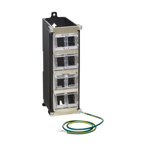 Tripp Lite N063-008-ENC 8-Port Metal DIN-Rail Mounting Keystone Patch Panel with Grounding, Black/Silver, TAA