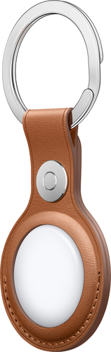 Apple AirTag Leather Key Ring - Saddle Brown