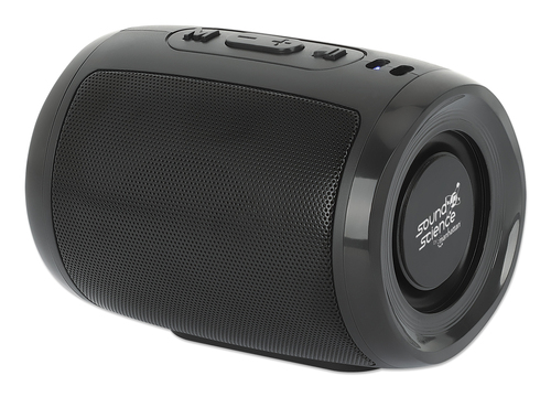 Manhattan Mini Boombox Bluetooth Speaker, Integrated Controls, Microphone, Up to 4 hours Playback time, Range 10m, microSD card reader (32GB), USB-A port for MP3, Output decent 5W, USB-C/USB-A charging cable (30cm) incl, 800mAH battery, Bluetooth v5.3, Black