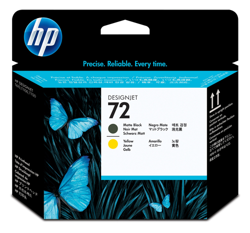 HP 72 Matte Black and Yellow DesignJet Printhead