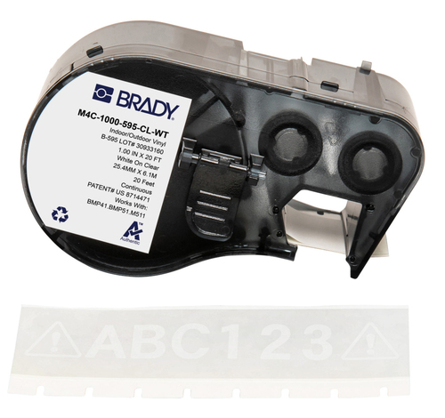 Brady M4C-1000-595-CL-WT printer label Translucent, White Self-adhesive printer label