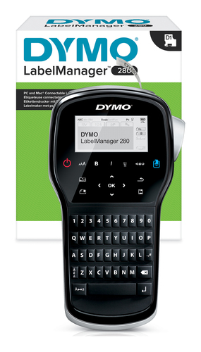 DYMO LabelManager 280 Label Maker | Rechargeable Handheld Label Printer with QWERTY Keyboard | Includes Black & White D1 Label Tape (12mm) | For Home & Office