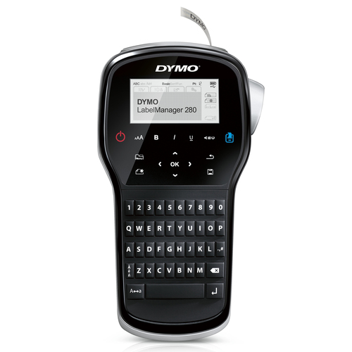 DYMO LabelManager 280 Label Maker | Rechargeable Handheld Label Printer with QWERTY Keyboard | Includes Black & White D1 Label Tape (12mm) | For Home & Office (EU Plug)