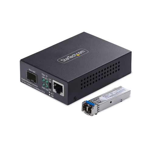 StarTech.com Gigabit Ethernet Copper-to-Fiber Media Converter, SM LC, 40km, 10/100/1000 Mbps, RJ45 to LC, Full Metal, 9K Jumbo Frames, TAA Compliant