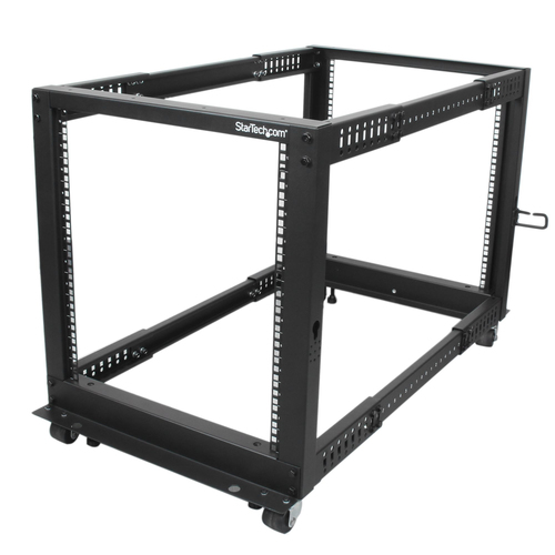 StarTech.com 12U 4-Post Server Rack, 19in Open Frame Rack with 40in (101cm) Mounting Depth and 1200lb (544kg) Weight Capacity, Mobile or Floor Mount IT Rack
