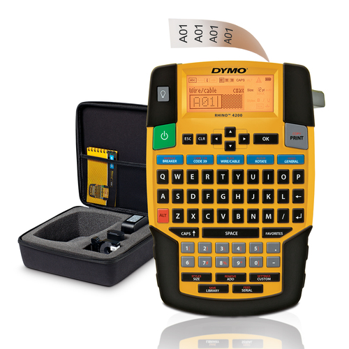 DYMO RHINO 4200 Industrial Label Maker | QWERTY Keyboard & Time-Saving Hot Keys | Durable Label Printer for Job Sites and Heavy-Duty Labelling Jobs