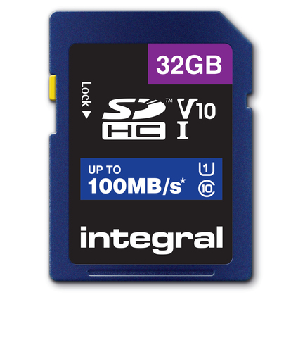 Integral 32GB SDHC UHS-1 U1 CL10 V10 UP TO 100MBS READ