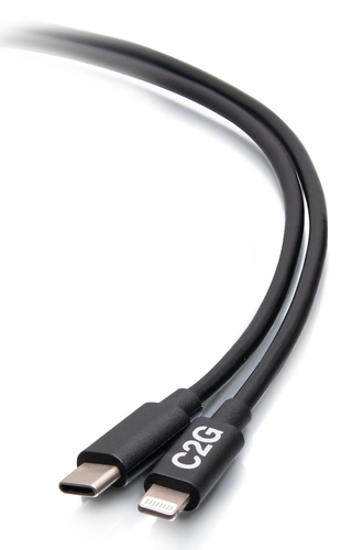 C2G 6ft (1.8m) USB-C® Male to Lightning Male Sync and Charging Cable - Black