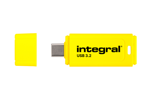 Integral Neon-C 128GB USB-C 3.2 GEN1 DRIVE (USB3.1 USB3.0) YELLOW UP TO R-150 W-30 MBS
