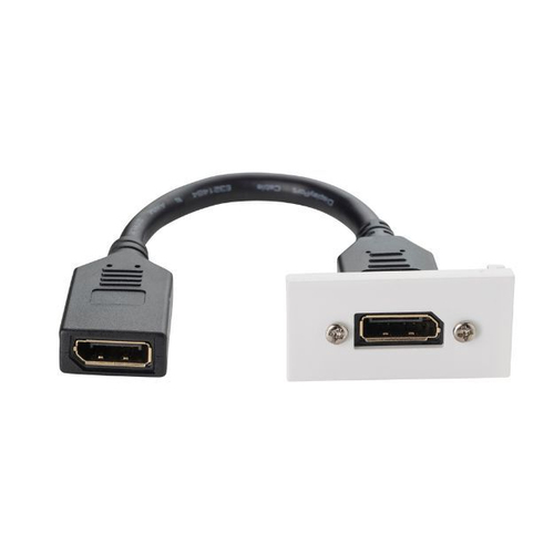 connektgear 0.2m AV Snap-In DisplayPort Module 25 x 50mm - Socket to Socket - White