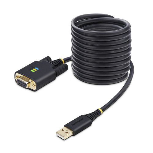 StarTech.com 10ft (3m) USB to Null Modem Serial Adapter Cable, Interchangeable DB9 Screws/Nuts, COM Retention, USB-A to RS232, FTDI, Level-4 ESD Protection, Windows/macOS/ChromeOS/Linux - Rugged TPE Construction