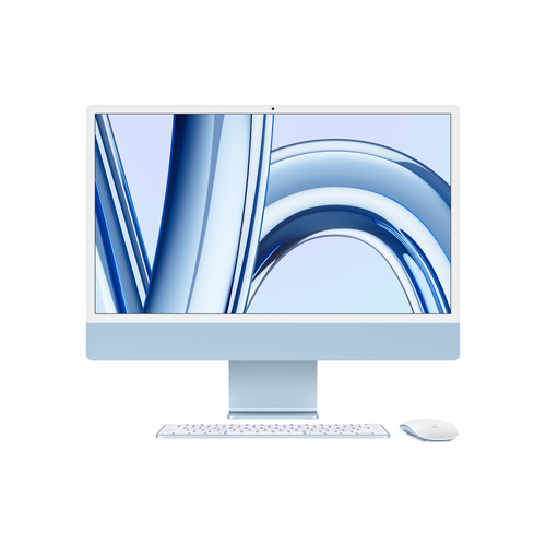 iMac 24-inch Blue - M3 chip with 8-core CPU, 8-core GPU and 16-core Neural Engine - 8GB RAM - 256GB SSD storage - Magic Mouse - Magic Keyboard - British - UK Power