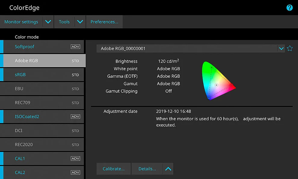 EIZO software for fast calibration and printing